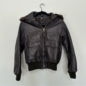 Vintage Abercrombie & fitch leather aviator bomber jacket brown leather size 12